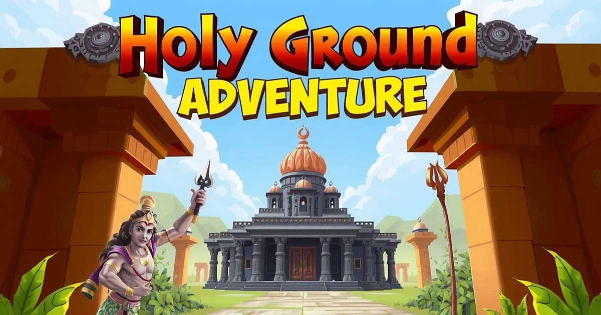 Holy Ground Adventure Game Cover Holy Ground Adventure game cover showing ancient Indian temple and mythological characters