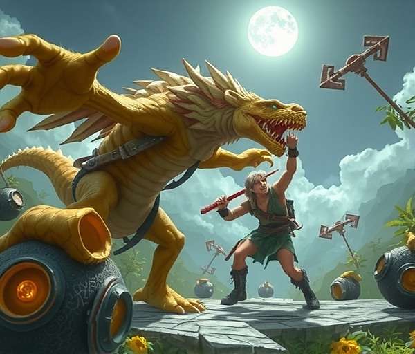 Holy Ground Adventure Combat Gameplay Holy Ground Adventure combat scene with mythological creatures
